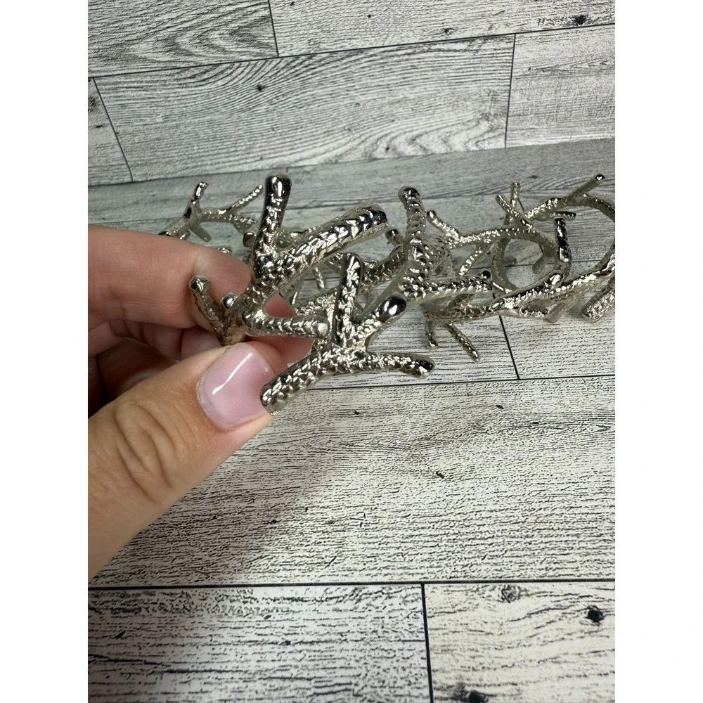 Napkin Rings Antler Branch Coral Silver Set of 5‎ Aluminum Metal Wrapped Holders